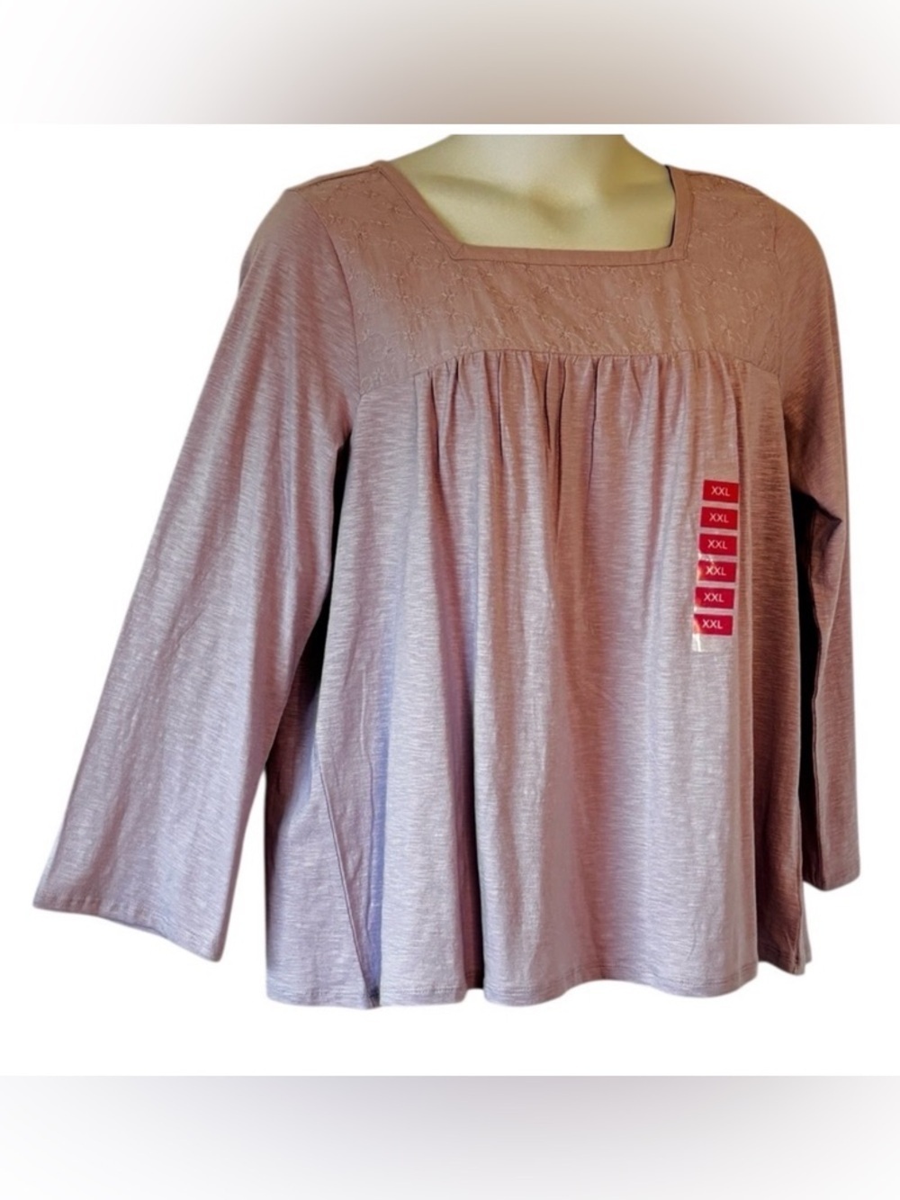 Gloria Vanderbilt Embroidered Peasant Top NEW WITH TAGS Modal Lavender Color XXL